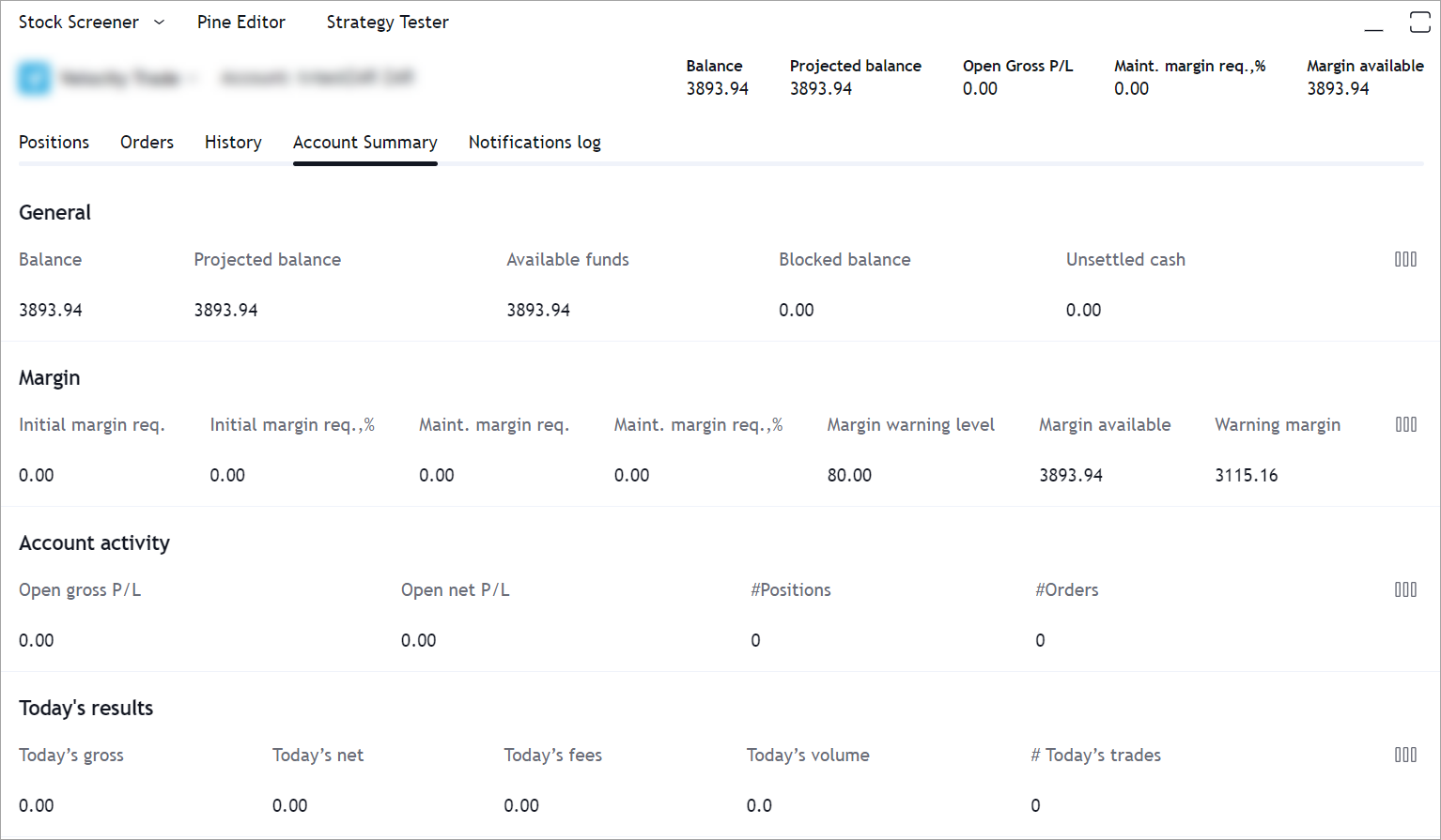 Account Summary tab with custom fields